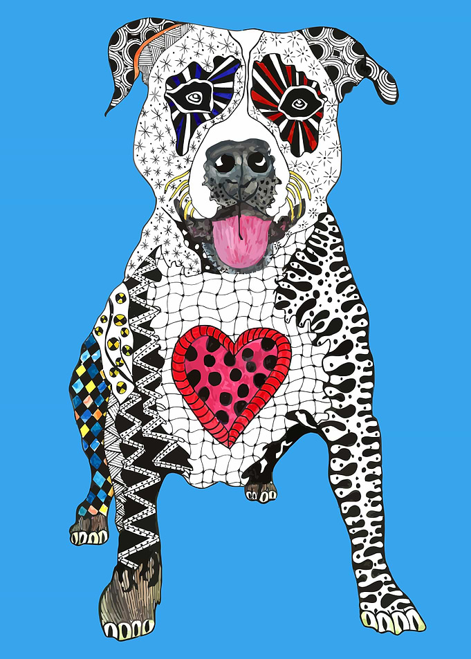 Colorful Pitbull Dog Love