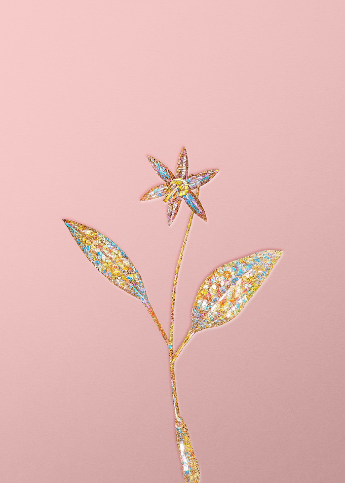 Pink Rainbow Mosaic Flower