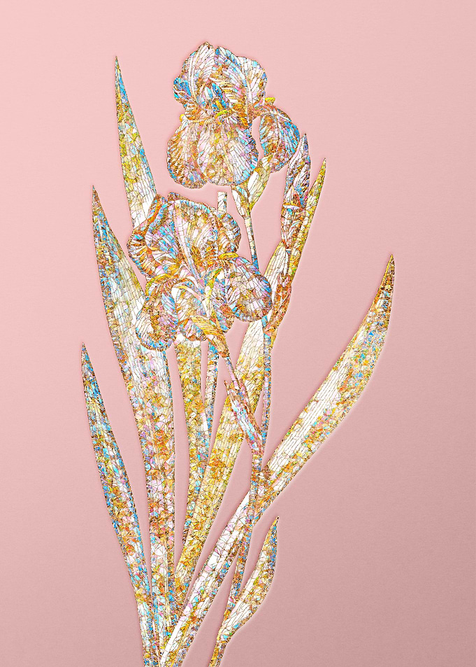 Pink Crystal Mosaic Flower