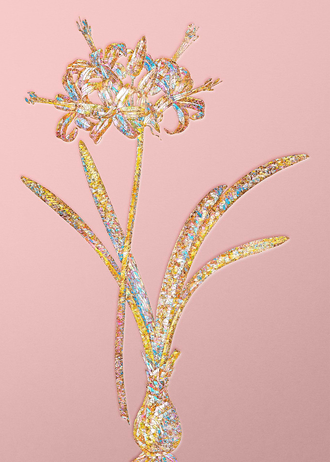 Gold Rainbow Mosaic Flower