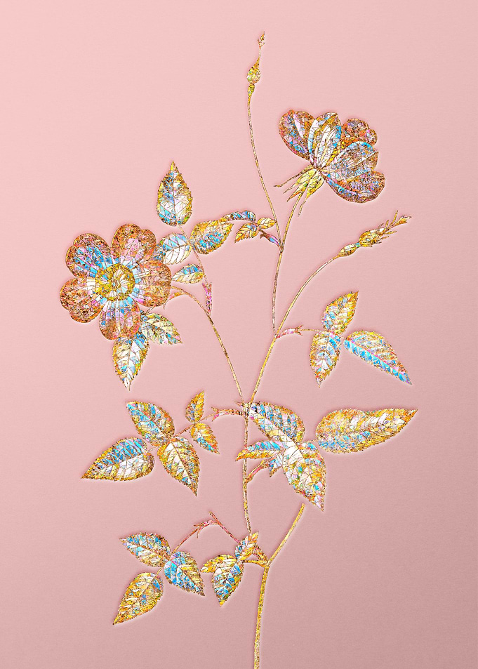 Pink Crystal Mosaic Flower
