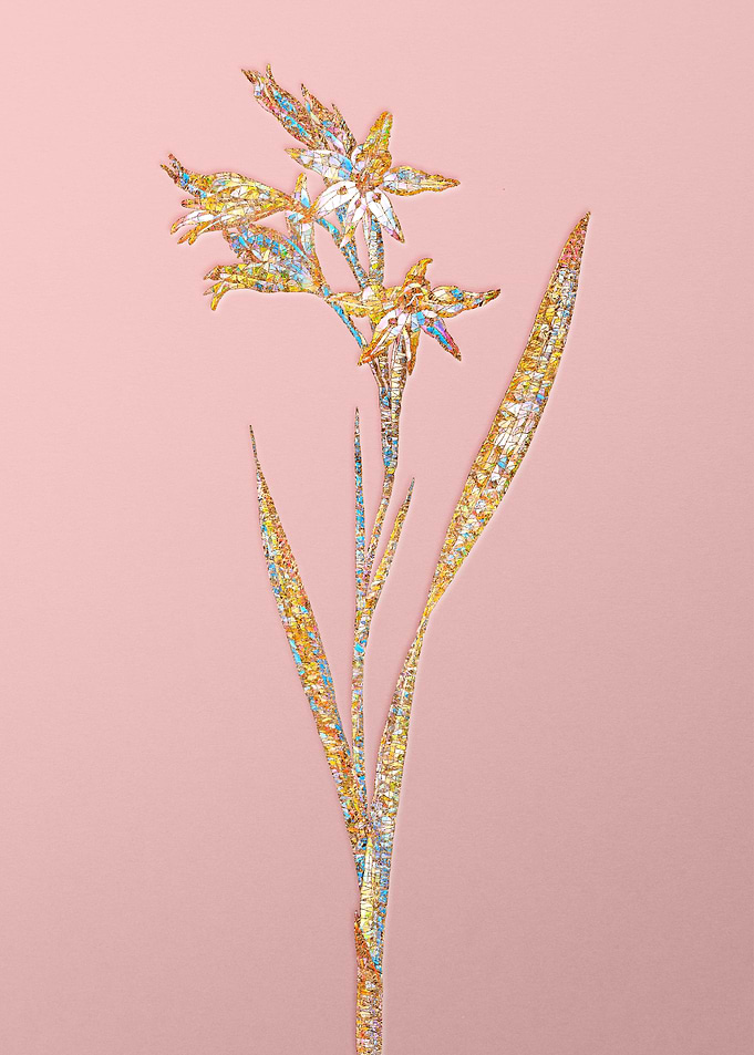 Pink Rainbow Mosaic Flower