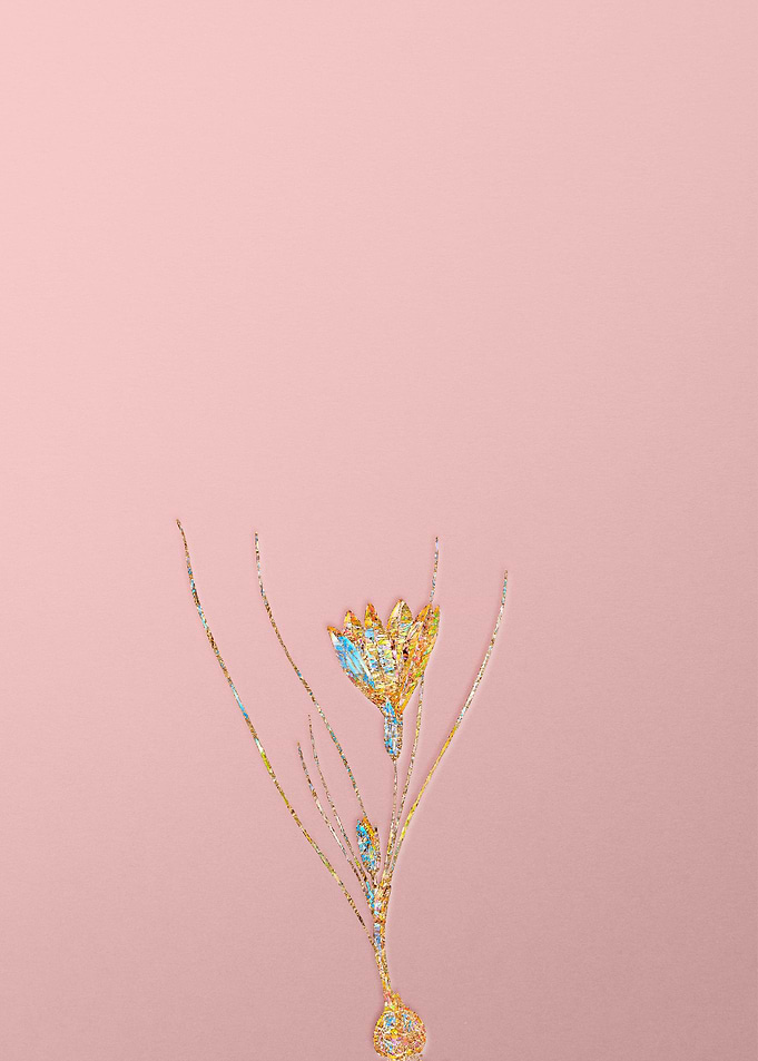 Gold Crystal Mosaic Flower
