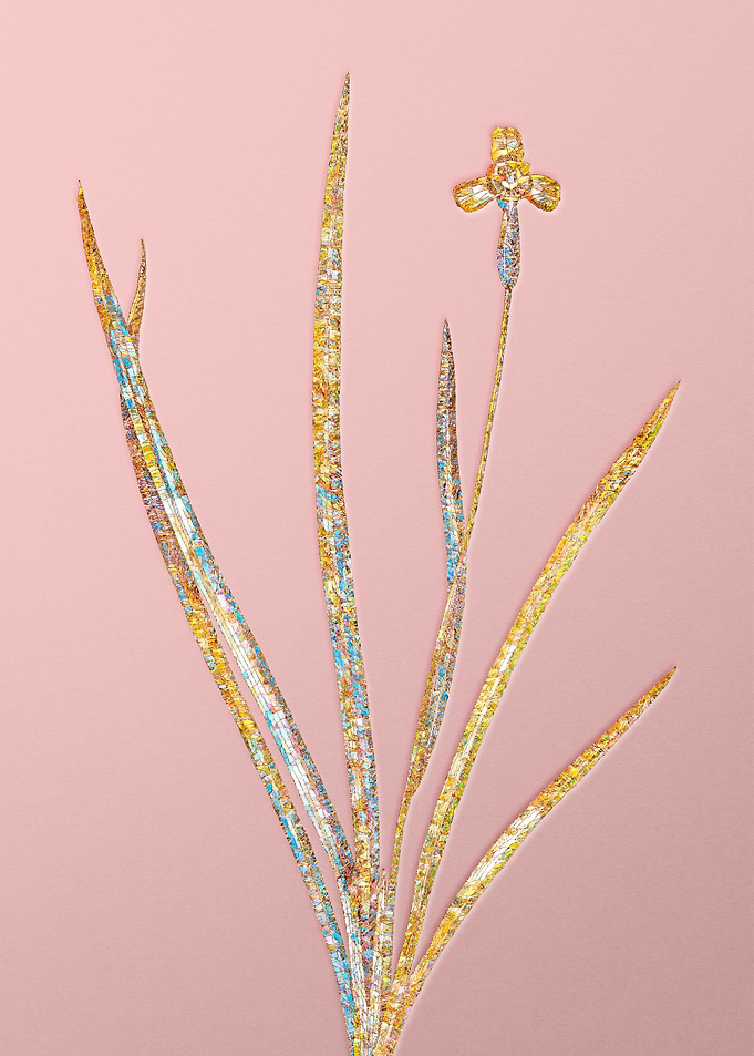 Gold Crystal Mosaic Flower