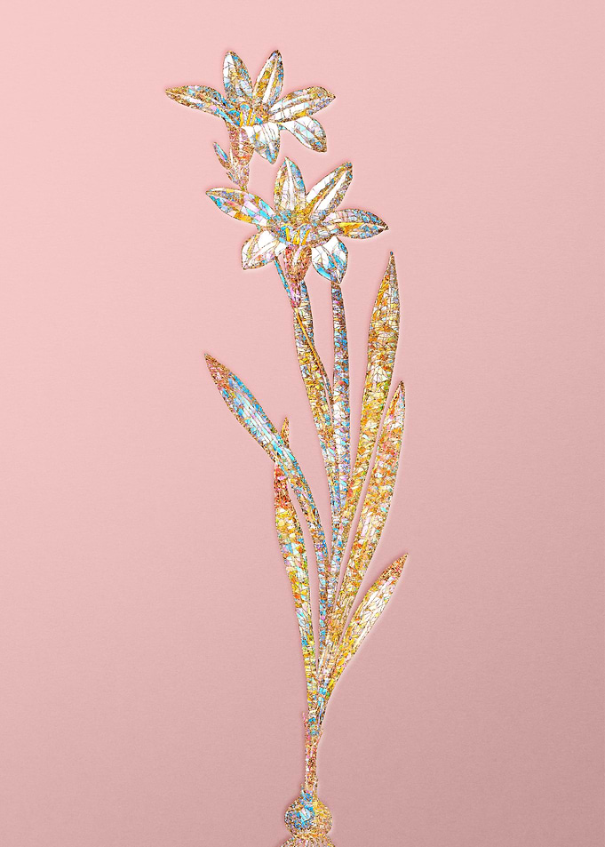 Pink Rainbow Mosaic Flower