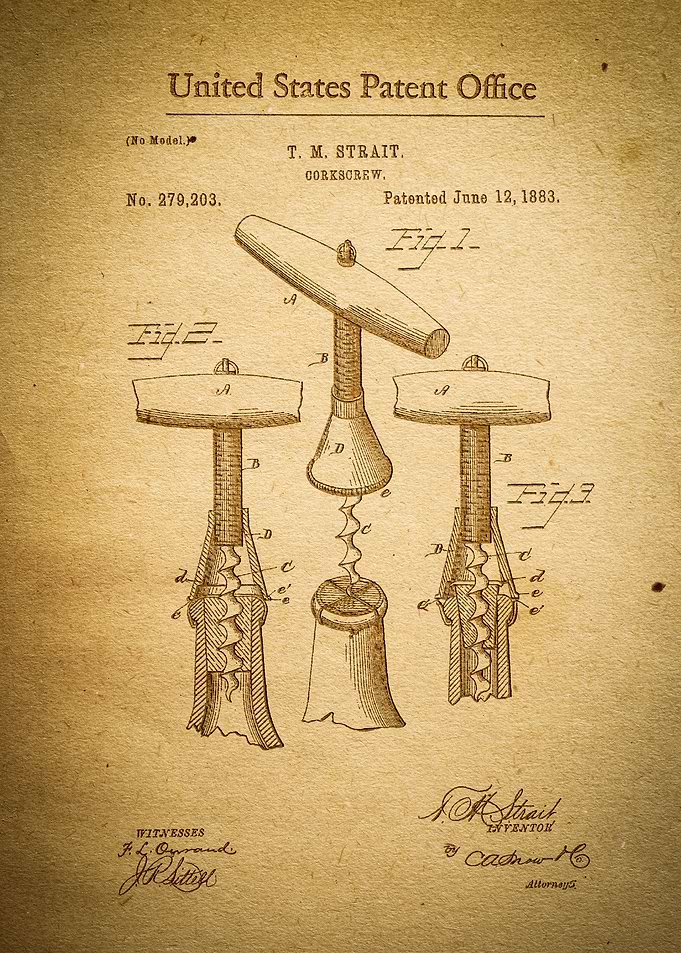 Corkscrew Patent Print
