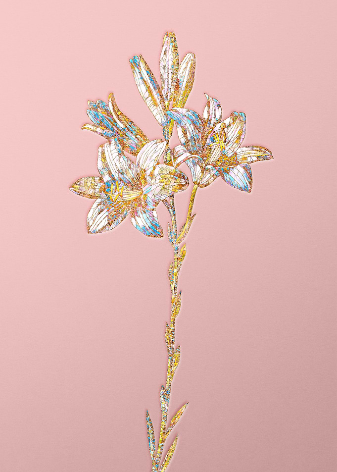 Pink Crystal Mosaic Flower