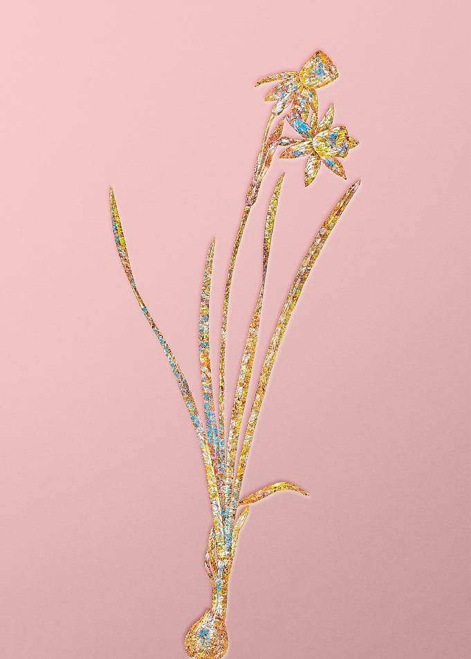 Gold Crystal Mosaic Flower