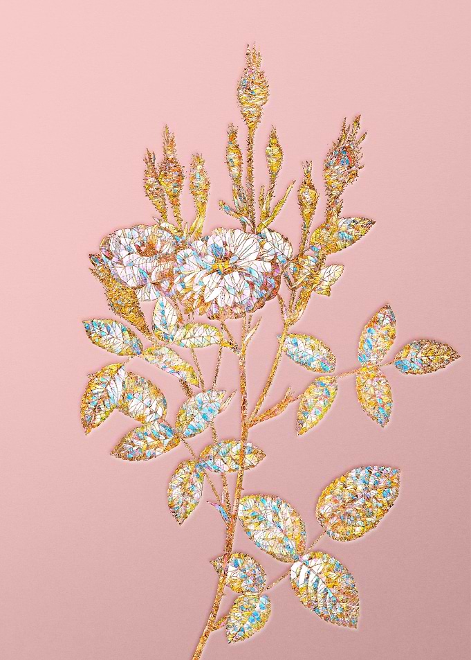 Gold Crystal Mosaic Flower