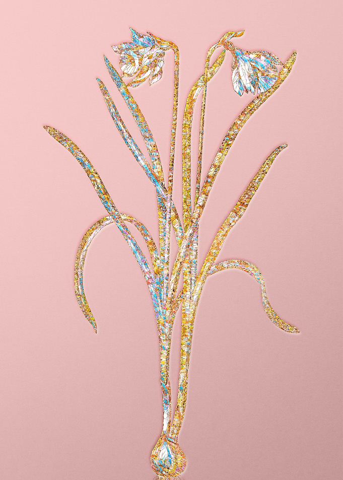 Gold Crystal Mosaic Flower