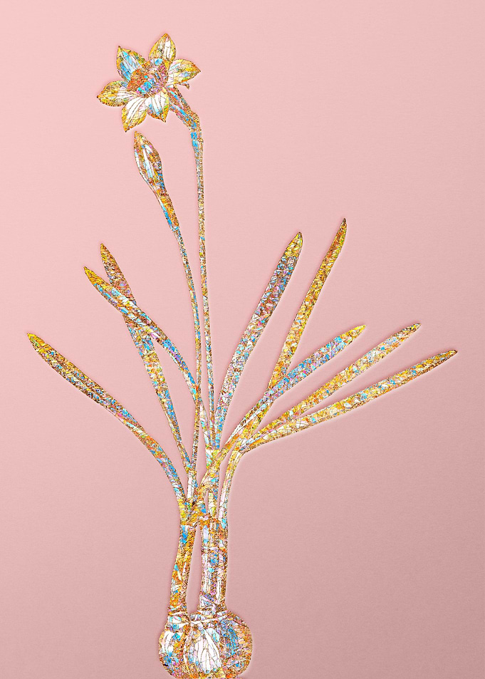 Gold Crystal Mosaic Flower