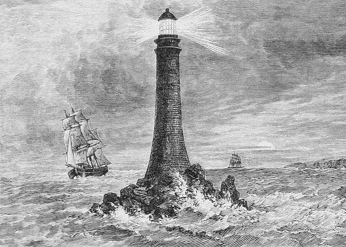 Lighthouse and Sail Ships