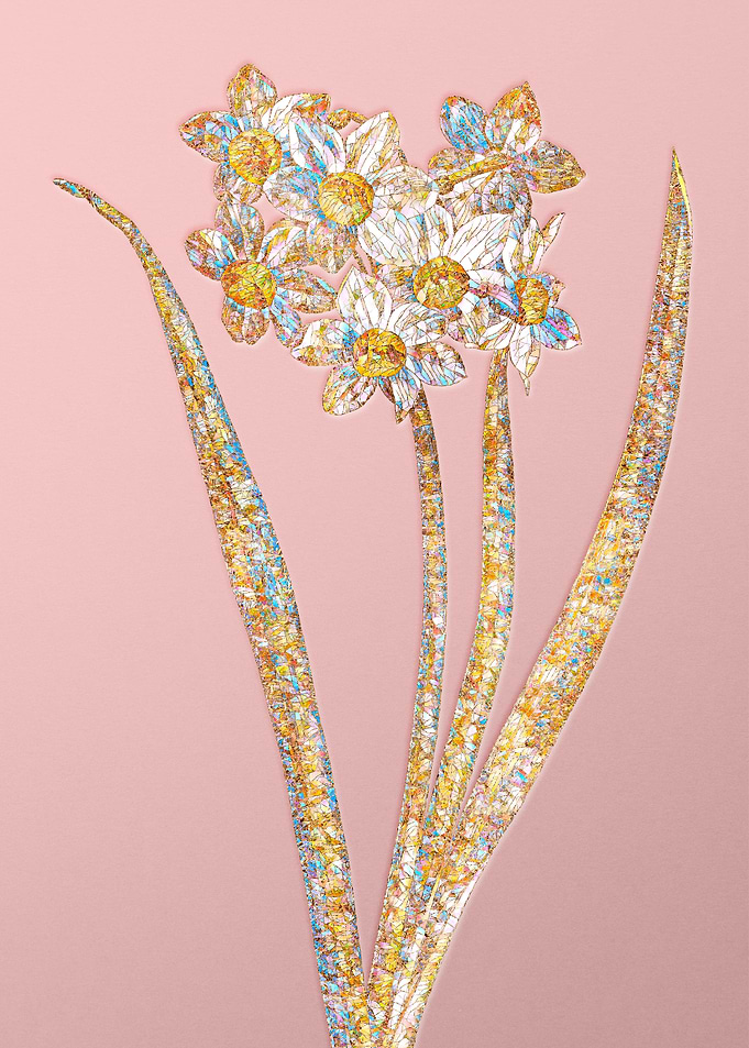 Gold Crystal Mosaic Flower