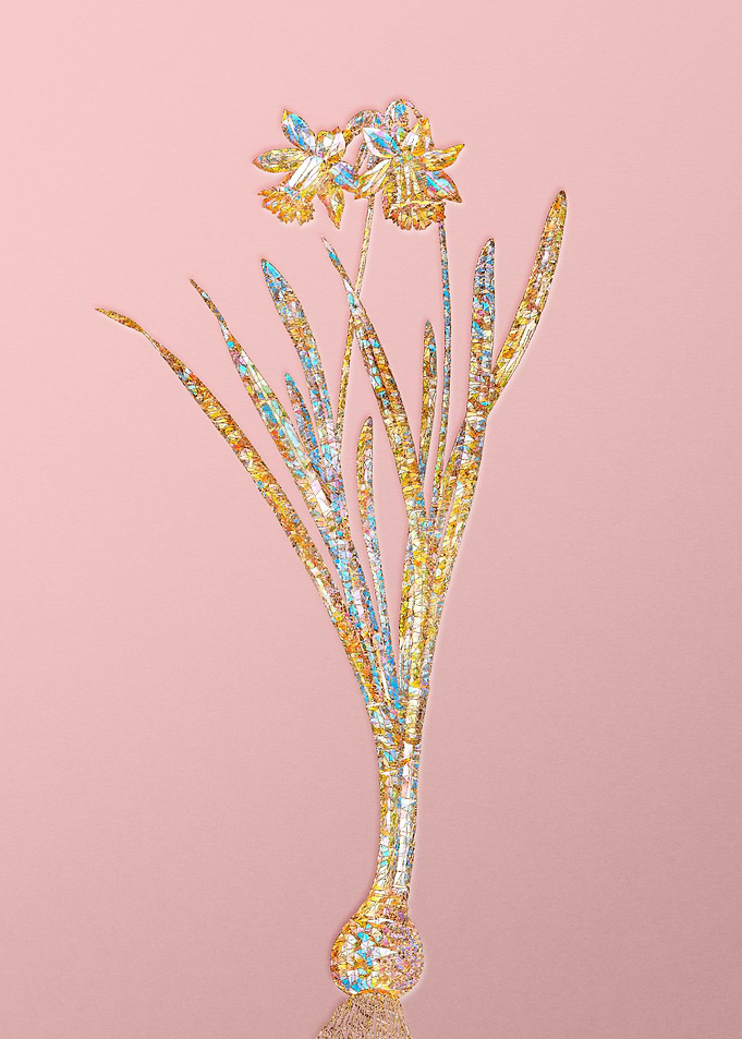 Gold Rainbow Mosaic Flower