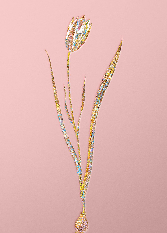 Gold Rainbow Mosaic Flower