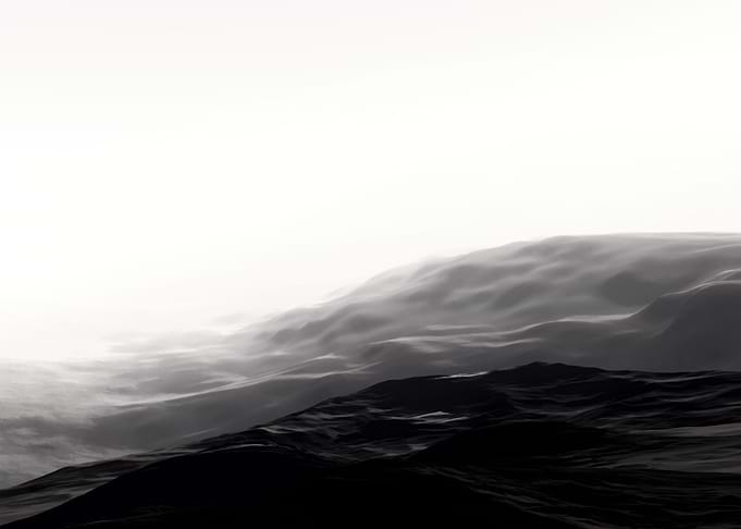 Mountains in black white
