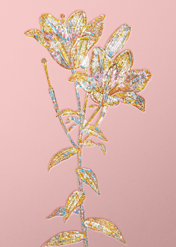 Pink Rainbow Mosaic Flower
