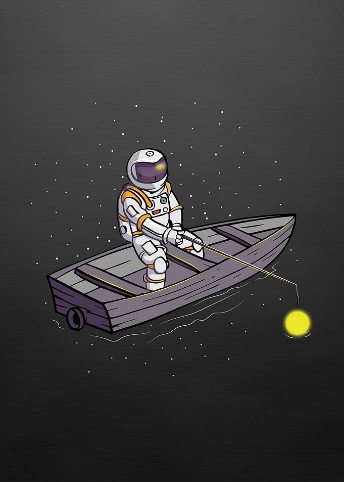 Astronaut Spaceman Fishing
