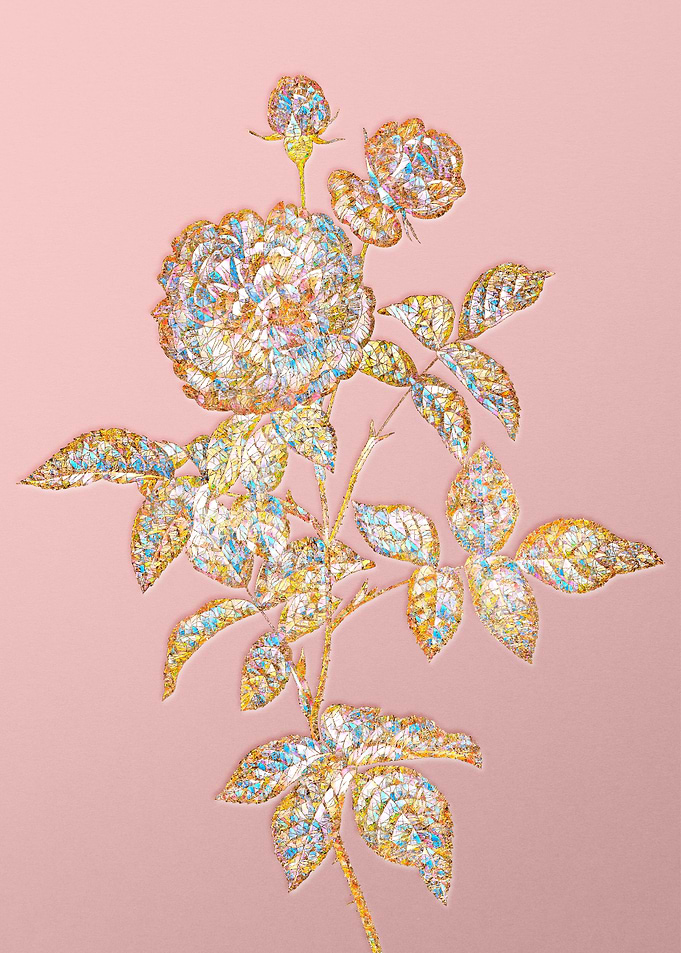 Pink Rainbow Mosaic Flower