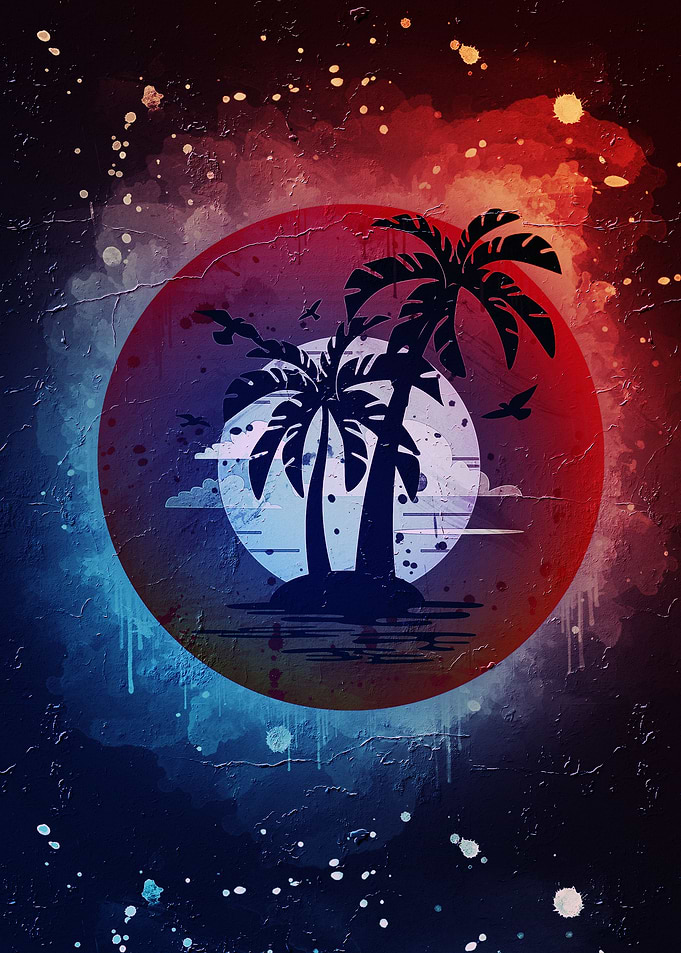 Palm Sunset Painting