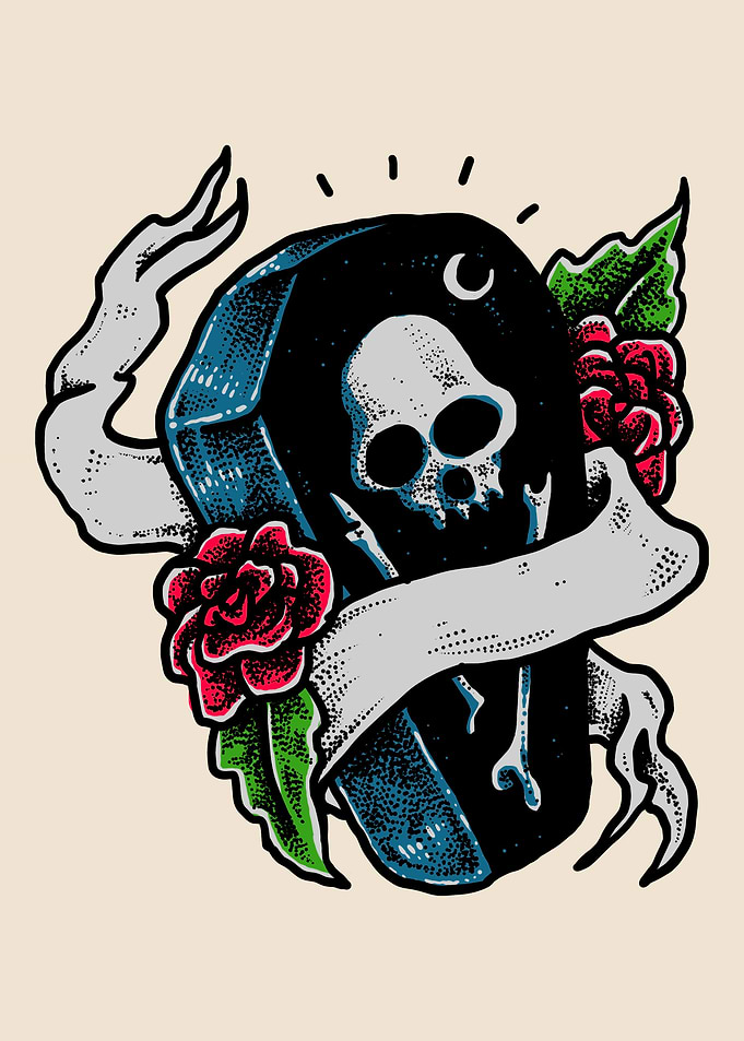 Coffin mourning flowers