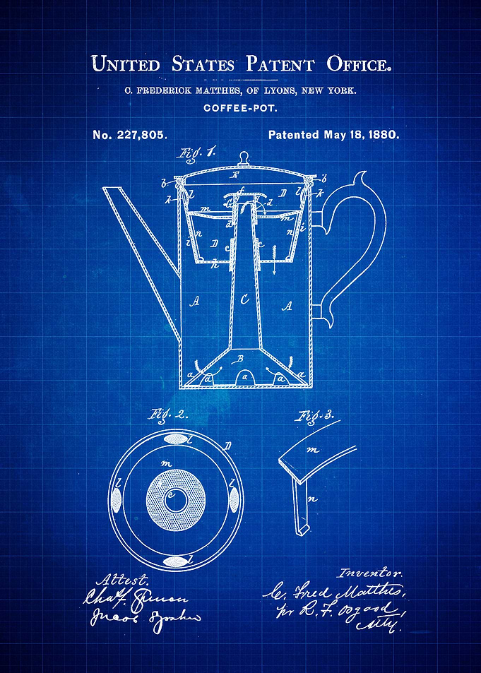 Coffee Pot Patent Print