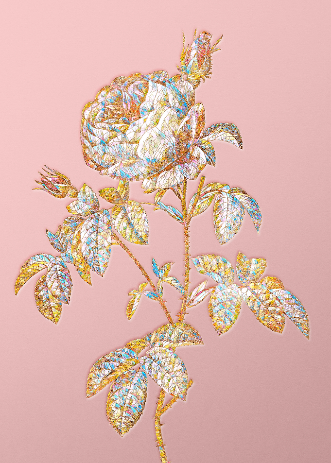 Pink Rainbow Mosaic Flower