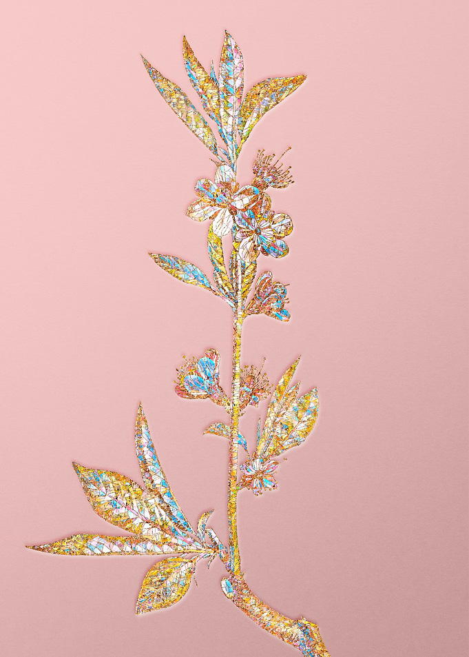 Pink Crystal Mosaic Flower