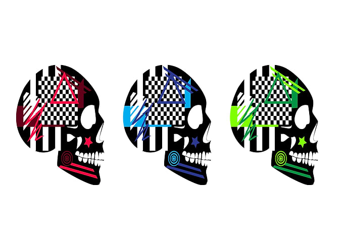 Colorful skull icons pop