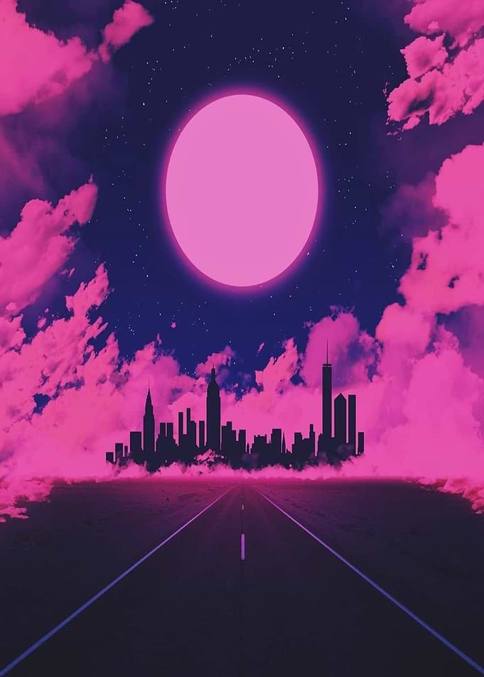 Purple night sky