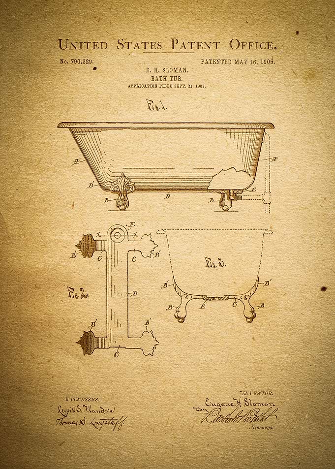 Bathtub Patent Print