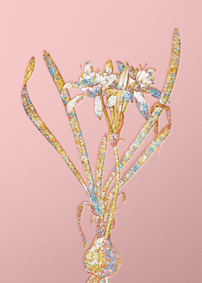 Gold Rainbow Mosaic Flower