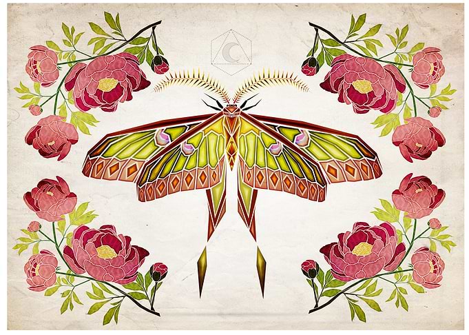peony and moth