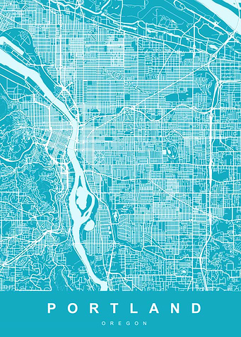 Portland Map Oregon Blue