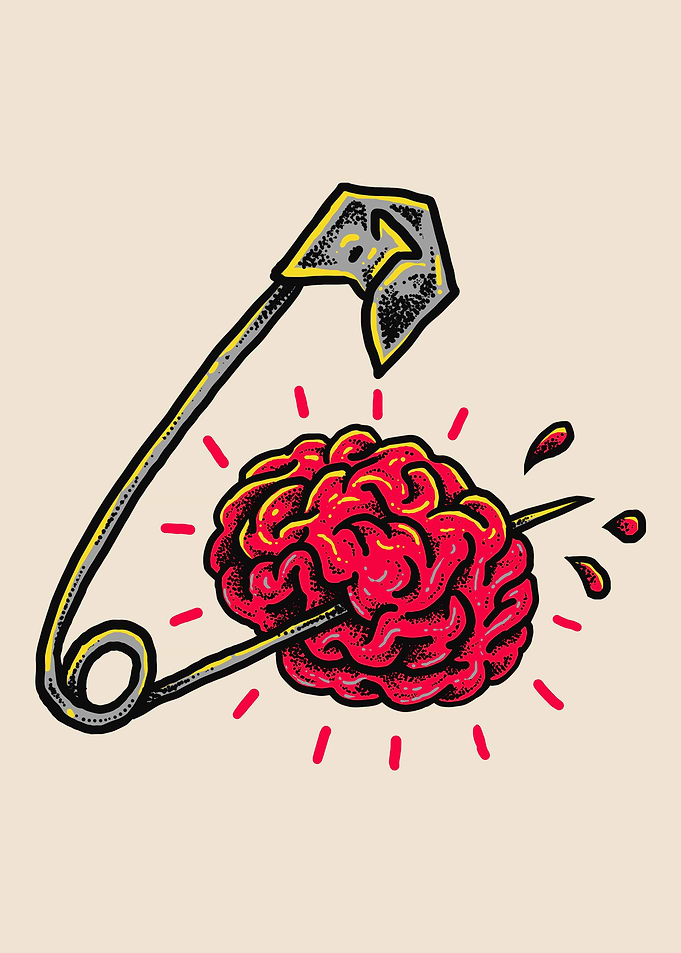 Safety pin Brain illustrat