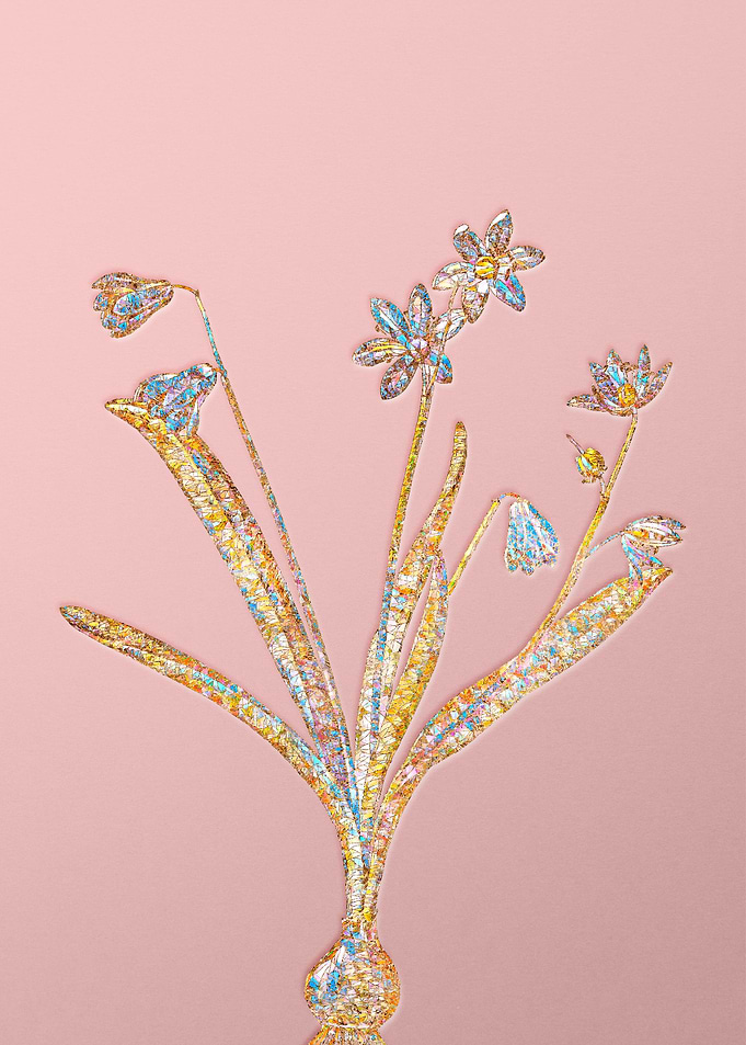 Gold Rainbow Mosaic Flower