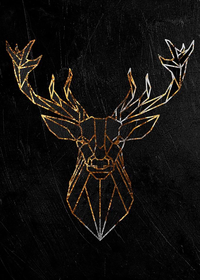 glden deer art poster