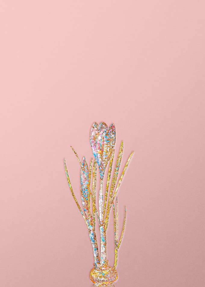 Pink Crystal Mosaic Flower