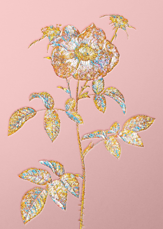 Pink Crystal Mosaic Flower