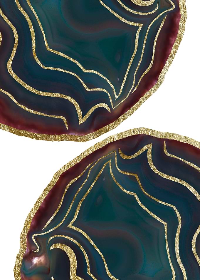 Teal Red Agate Gold Glam 1