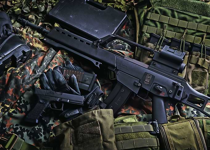 Assault rifle and pistol