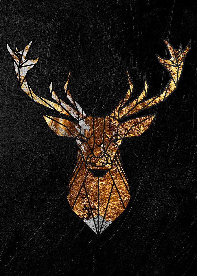 glden deer art poster