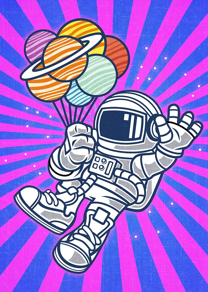 Astronaut with balloons