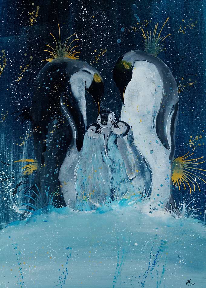 Tranquil penquin family
