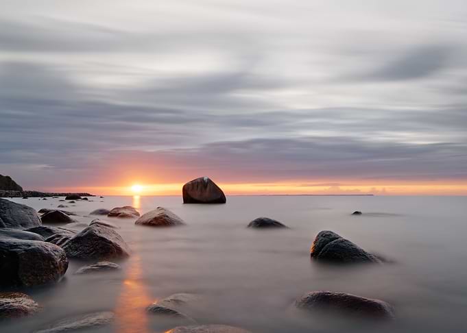 Sunbeam on the stone beach