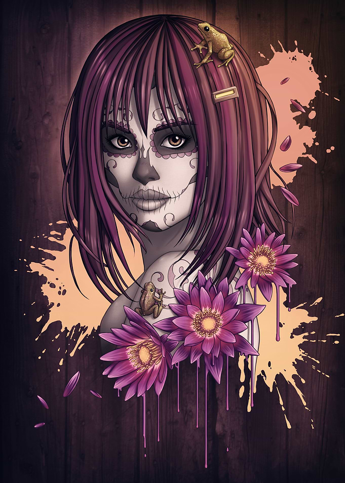 SUGAR SKULL GIRL FROGS