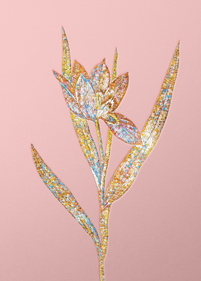 Gold Rainbow Mosaic Flower