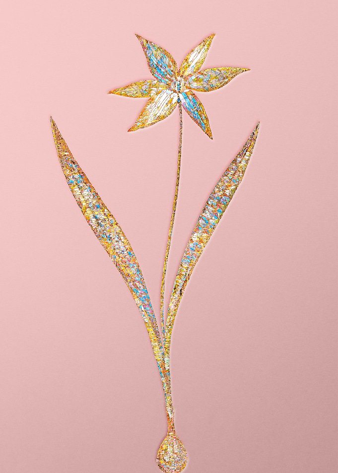 Gold Rainbow Mosaic Flower