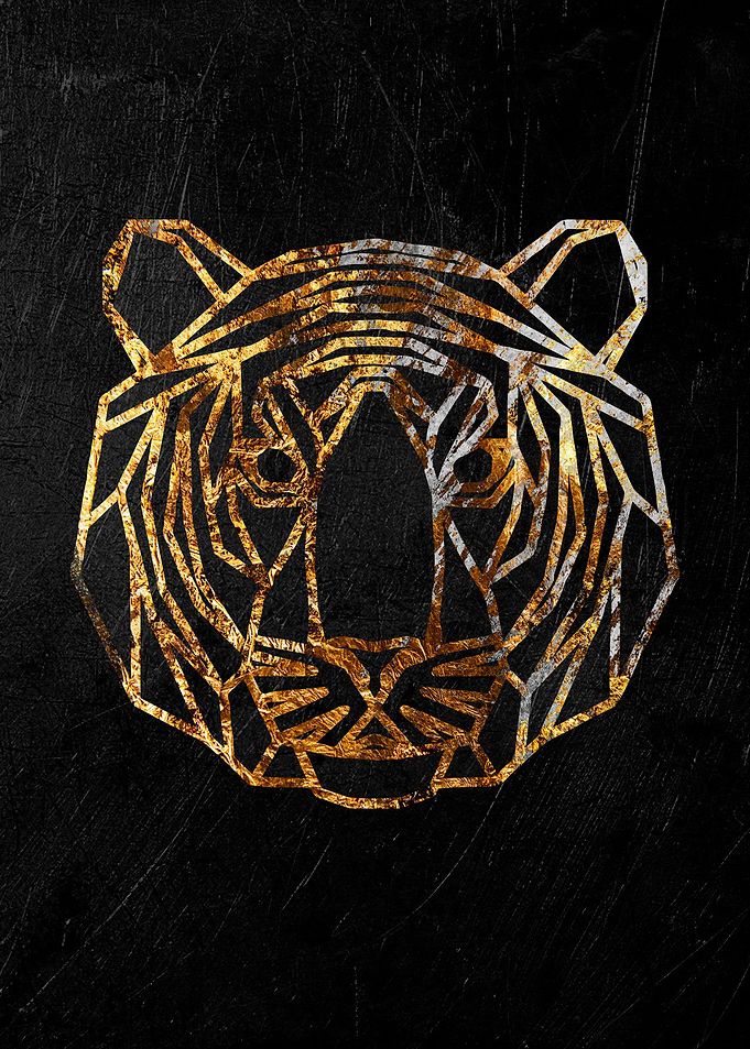 golden tiger head poster