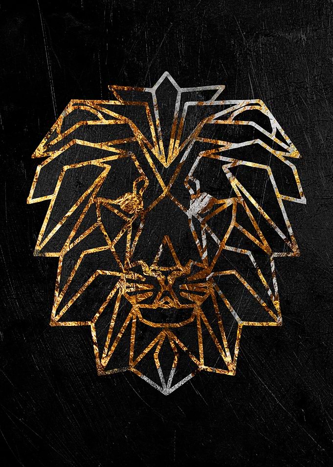 golden lion head poster
